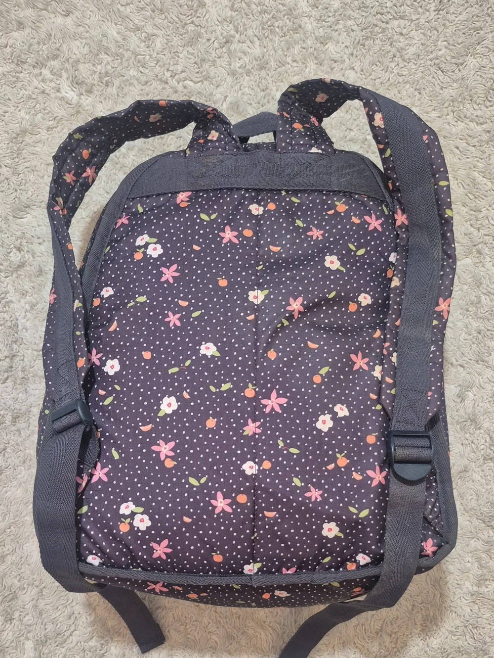 LeSportsac Polkadot Citrus Floral Backpack Nylon Ripstop Fruit Print School Bag
